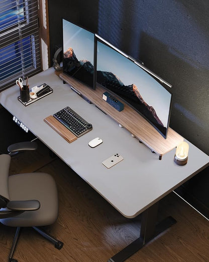 AFIING Large Desk Mat 55" x 24" - PU Leather Desk Pad Protector, Waterproof Non-Slip Extended Mouse Pad for Office Desk, Keyboard, Laptop and Home Workspace (Light Grey)