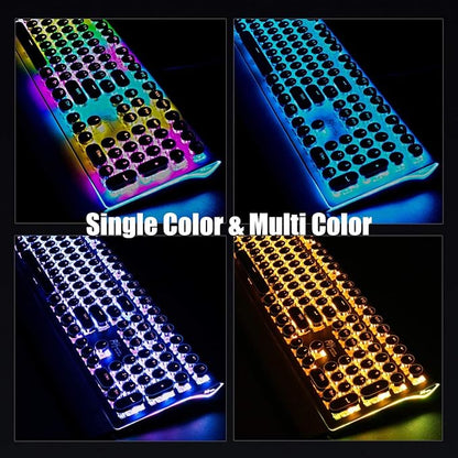 RK ROYAL KLUDGE S108 Typewriter Mechanical Keyboard, Full RGB Gaming Keyboard, Wired PC Game Keyboards with Number Pad and Detachable Wrist Rest, Retro Round Keycaps, Brown Switches Black