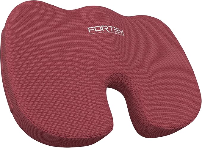 FORTEM Seat Cushion, Office Chair Cushion, Memory Foam Car Seat Cushions, Sciatica Coccyx Tailbone Pain Relief, Chair Cushions for Back Support, Sitting Pad for Gaming, Washable Cover, Non Slip