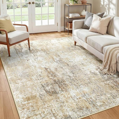 RELEANY Washable Area Rugs 5'x7' Non-Slip Modern Abstract Soft for Living Room Entryway Bedroom Kitchen, Print Pattern, Neutral Brown Gray