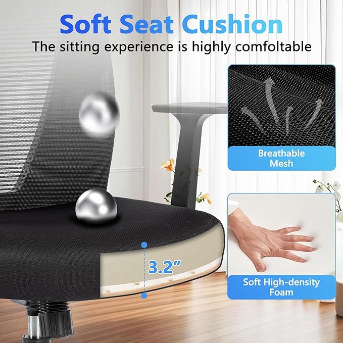 CLATINA Home Office Chair Ergonomic Desk Chair Mesh Computer Chairs with Armrests Executive Rolling Wheels Swivel Heavy Duty Chairs Office, Home 1 Pack