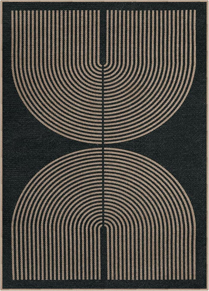 Lahome Enfys Modern Rainbow Easy Jute Rug, Washable Rugs 8x10 for Living Room Indoor Outdoor Patio Farmhouse Large Carpet, Contemporary Non Slip Black Carpet for Bedroom Backyard Office Decor