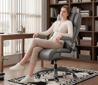 Big and Tall 700lbs Office Chair - Adjustable Lumbar Support 3D Flip Arms Heavy Duty Metal Base&Wheels, High Back Large Executive Computer Desk Chair, Thick Padded Ergonomic Design for Back Pain