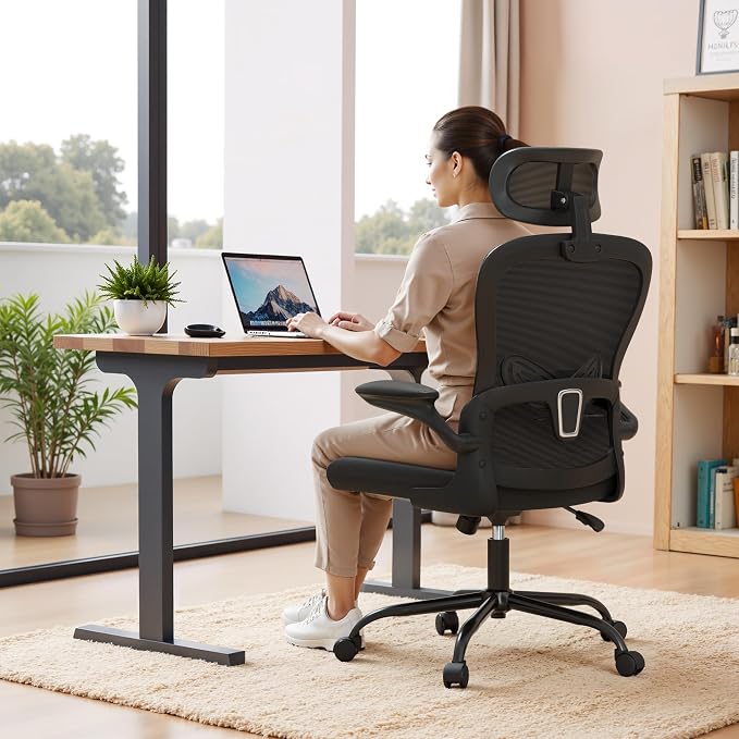 Homall Ergonomic Office Computer Chair，Computer Desk Chair with 3D Headrest Adjustable Lumbar Support，High Back Mesh Chair with Wheels for Office and Working from Home