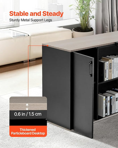 VEVOR 71" L-Shaped Executive Desk, Large Computer Desk with Drawers, File Storage Cabinet, CPU Stand, 350 LBS Load Capacity Corner Table, Easy Assembly, for Work Study