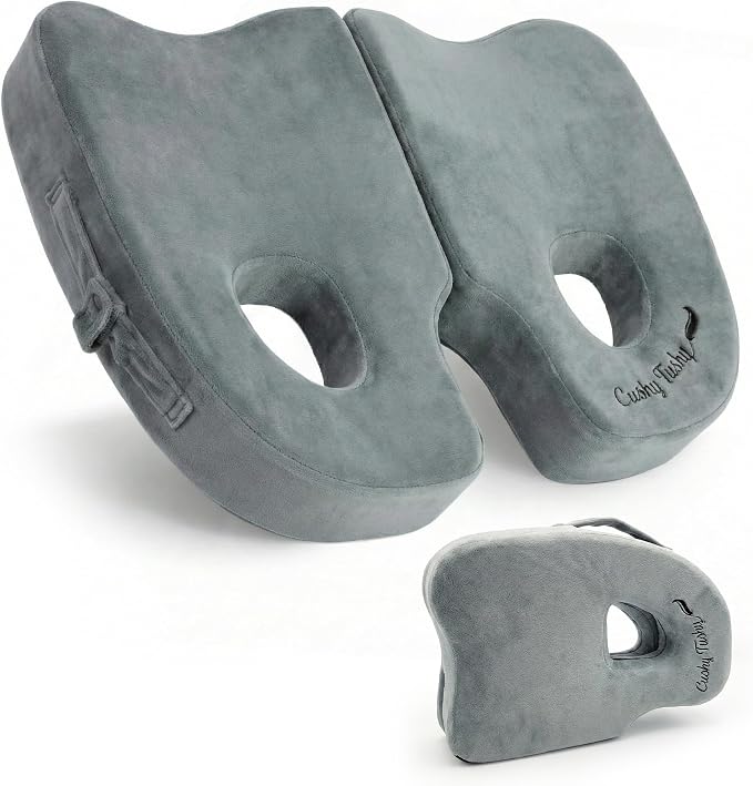 Cushy Tushy Premium Foldable Piriformis Seat Cushion - Piriformis Pain and Sciatic Pain Relief Cushion - for Home & Office Use, Perfect for Travel or Driving
