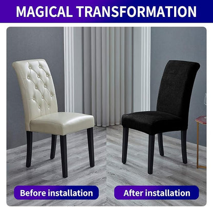 Stretch Chair Covers for Dining Room Set of 6, Removable Washable Dining Room Chair Covers, Dining Chair Slipcovers Seat Protector, Great for Home Upholstery and Banquet (Black, 6 Pack)