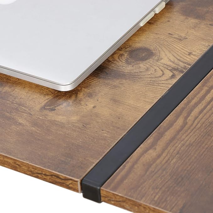 ZenStyle 55" L-Shaped Corner Computer Desk - Sturdy Steel Frame & Waterproof Surface, Brown Wood Grain Design for Home Office, Gaming & Multipurpose Workstation