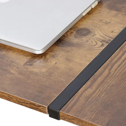 ZenStyle 55" L-Shaped Corner Computer Desk - Sturdy Steel Frame & Waterproof Surface, Brown Wood Grain Design for Home Office, Gaming & Multipurpose Workstation