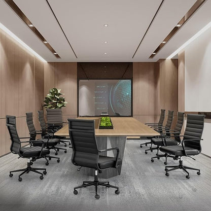 Okeysen Black Conference Room Table Chairs, Ergonomic Office Desk Chair with Wheels, PU Leather Modern Chairs, High Back Executive Swivel Rolling Chair for Home, Office