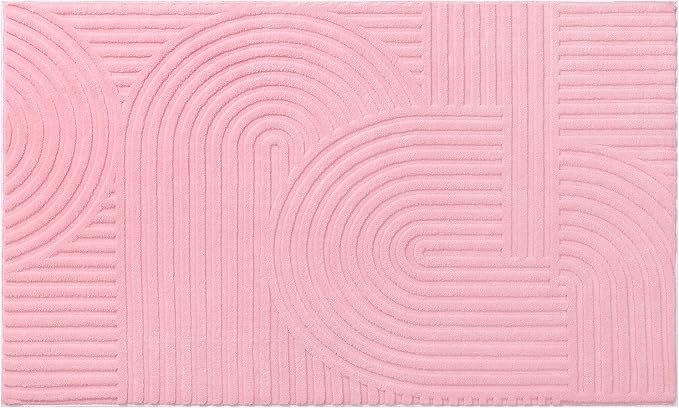 Pauwer Pink Area Rug for Girls Bedroom 3x5 Soft Fluffy Non Slip Machine Washable Rugs Arch Modern Indoor Mat Fuzzy Floor Carpet for Kids Nursery Living Room Dorm Playroom Dining Baby Home Decor