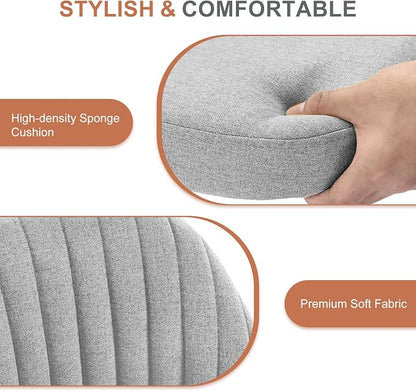 Sweetcrispy Armless Vanity Chair, Cute Comfy Home Office Desk Chair with Wheels, Modern Upholstered Task Computer Seat for Bedroom, Study, Makeup Vanity, Height Adjustable & Swivel, Classic Gray