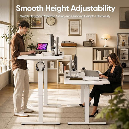 Monomi 71" Electric Standing Desk for Home Office - Large 1.8-Meter Adjustable Height Desk, 176 lbs Capacity, 4 Memory Presets, Quiet Motor & Anti-Collision (White)