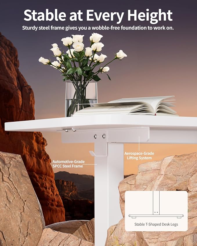 BIZUM Electric Standing Desk 63 x 24 Inch Computer Desk-Gaming Desk White Home Office Desks Height Adjustable Memory Stand Up Computer Workstation
