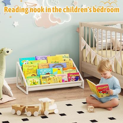 Aokitsink Toddler Bookshelf,Montessori Bookshelf,Bookshelves for Toddlers and Nursery,4 Tier Baby Bookshelves for Kids Rooms,Nursery,Playroom,Baby Room, Small Children Classroom