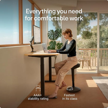 Desktronic HomeOne Standing Desk 60x30 — Ergonomic Sit Stand Home Office Desk, Made in Europe, Electric Dual Motor Height Adjustable, USB & USB-C Charging, Wobble-Free, Touchscreen, 3 Memory Presets