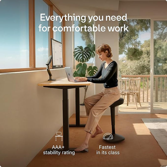 Desktronic HomeOne Standing Desk 48x24 — Ergonomic Sit Stand Home Office Desk, Made in Europe, Electric Dual Motor Height Adjustable, USB & USB-C Charging, Wobble-Free, Touchscreen, 3 Memory Presets
