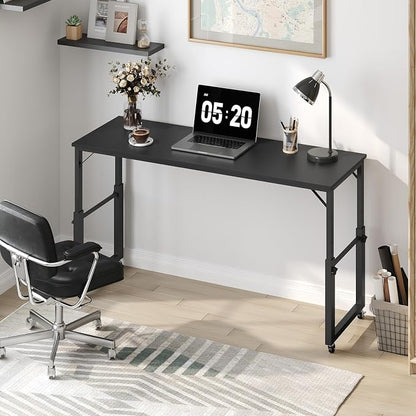 MAHANCRIS Overbed Table with Wheels, Mobile Bed Desk for Queen Size, 36"-43.5" Adjustable Height Rolling Table, Recliner Desk, Mobile Cross Bed for Bedroom, Living Room, Office, Black MTBK18001
