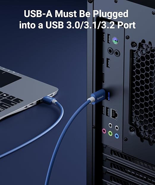 Syntech Link Cable 16 FT Compatible with Meta Quest 3S/Oculus Quest 3, Quest2/Pro/Pico4 Accessories and PC/SteamVR, High Speed PC Data Transfer, USB 3.0 to USB C Cable for VR Headset, Elemental Blue