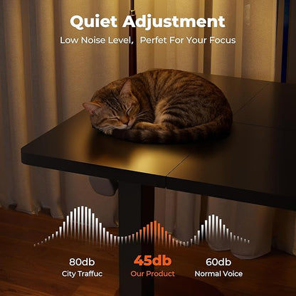 Adjustable Standing Desk, Large 79x31 Inches Stand Up Desk with Cable Management, Home Office Computer Desk 2 Box Packaging with Memory Preset & Cup Holder, Black