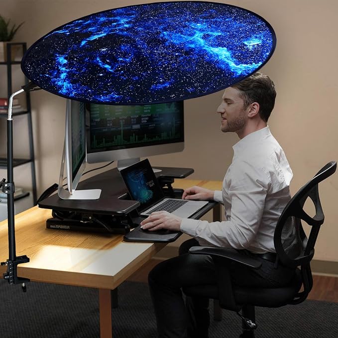 Office Cubicle Desk Shade Anti-Glare Cover Light Sensitive Professionals Cubicle Light Blocker for Workspaces Desk Canopy 36" Circular Shading Light Shade with Clamp