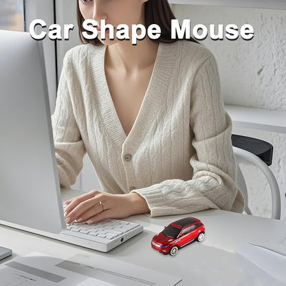 CHUYI Cool SUV Car Shaped Wireless Mouse 1600 DPI Optical Cordless Mice with USB Receiver for Office School Travel for PC Computer Laptop Gift (Red-1 Pack)