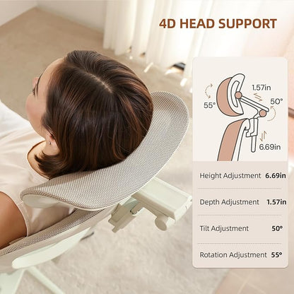 CabLady S2 Petite Office Chair for Women & Small Frames | 330lb Capacity, 4D Adjustable Lumbar/ Headrest, Flip-Up Arms & Footrest, Ergonomic Desk Chair