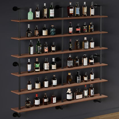 HDDFER Floating Shelves for Wall Living Room Shelves Bookshelf Industrial Pipe Shelving Shelf Real Wood Planks 60 inch Rustic Wall Shelves Hanging Bookshelves Farmhouse Kitchen Bar Shelving