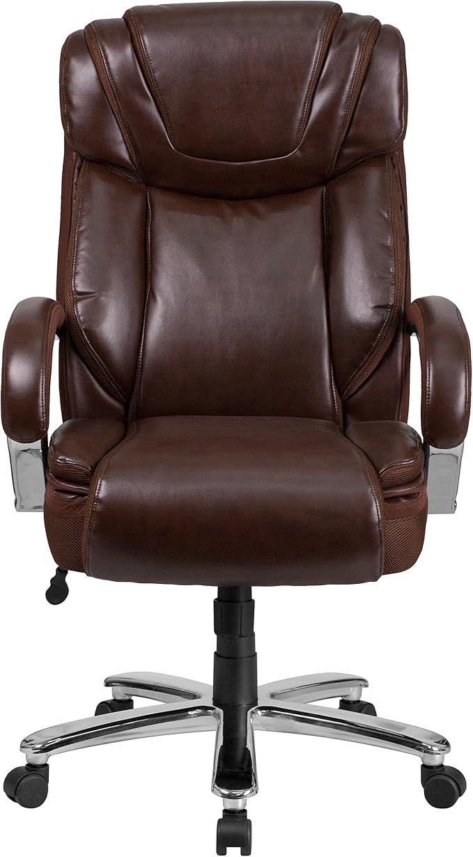Flash Furniture Hercules Series High-Back Swivel LeatherSoft Office Chair, Ergonomic Executive Chair with Headrest and Adjustable Height, Brown