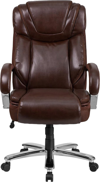 Flash Furniture Hercules Series High-Back Swivel LeatherSoft Office Chair, Ergonomic Executive Chair with Headrest and Adjustable Height, Brown