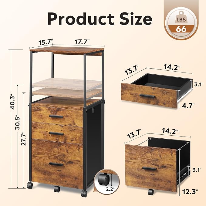 DEVAISE 3 Drawer Vertical File Cabinet