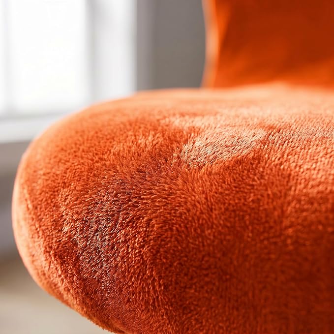 Deisy Dee Velvet Stretch Armless Office Chair Covers - Colorful Stretch Slipcover for Desk Chairs (Orange)