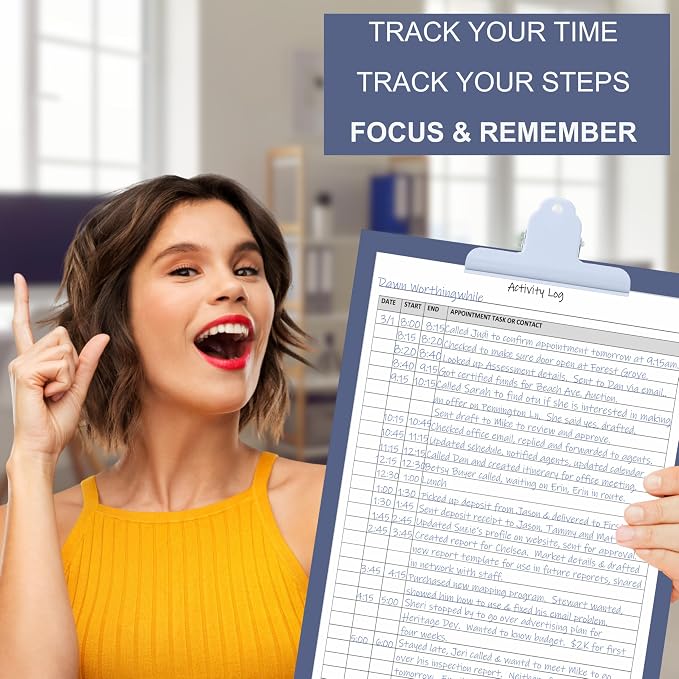 Life Charge Activity Log Notepad for Work, Daily Time Tracking Log Book with Task & Notes, 60 Pages, 8.5 x 11 Letter, Portrait
