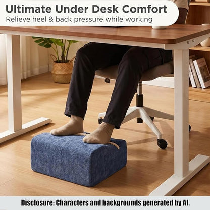 Keep Warm Foot Stool Foot Rest for Under Desk At Work | Office Footrest with Warm Feet Pocket,Ergonomic Under Deskfoot stool Stool for Office Chair & Back &Pain Relief blue+
