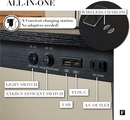 FENLO Future - 39' Modern Desk with USB-C & Qi Wireless Charging Station
