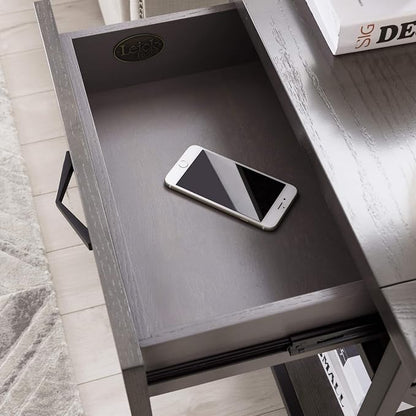 Leick Home 23022 Chisel & Forge One Drawer Nightstand with Shelf, Smoke Gray and Matte Black
