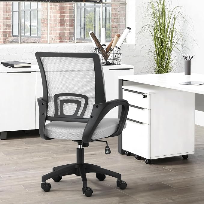 Office Chair Ergonomic - Mesh Desk Chair with Lumbar Support & Wide Seat (300Lbs Capacity) Adjustable Height, Swivel Wheels - for Home Office, Gaming, Bedroom