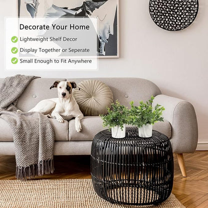 Hollyone Faux Plants Indoor Artificial Mini Potted Plants Plastic Green Plant Small Fake Plants Eucalyptus Decor in Pots for Home Table Room Bathroom Decor