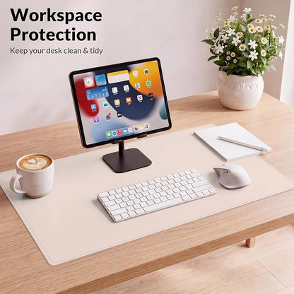 AFIING Leather Desk Pad Protector, Pink, 23.6" x 13.7" | Large Mouse Pad, Dual-Sided PU Leather ,Non-Slip, Waterproof, For Office and Home