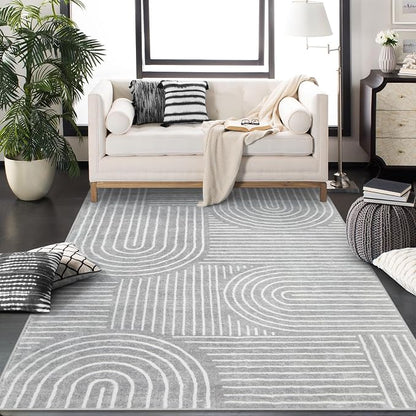 Lahome Abstract Washable Rugs, Soft Area Rugs 4x6 Non-Slip Grey Rug for Bedroom Entryway, Ultra-Thin Living Room Rugs Modern Throw Carpet for Nursery Kitchen Darrell (4'x6',Gray)