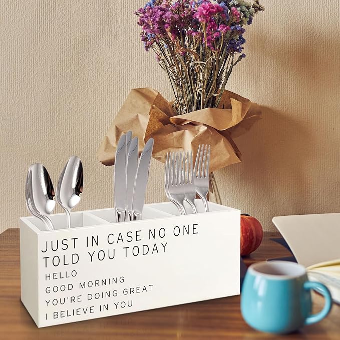 Motivational Gifts Wooden Pen Pencil Holder for Desk, Just In Case No One Told You Today Positive Affirmation Wood Makeup Brush Toothbrush Holder Organizer for Home Office