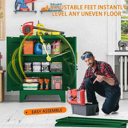 36 Inch Metal Tool Cabinet, 11.8" D x 23.6" W x 35.4" H, Lockable Steel Storage Cabinet with 2 Adjustable Shelves, Heavy-Duty Garage Storage Cabinet for Workshop, Basement, Office, White