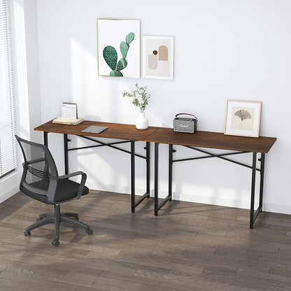 Lutown-Teen 47 inch Folding Desk No Assembly Required, Writing Gaming Computer Camping Table, Home Office Desk, Mahogany