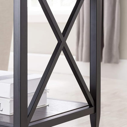 Leick Home 23022 Chisel & Forge One Drawer Nightstand with Shelf, Smoke Gray and Matte Black