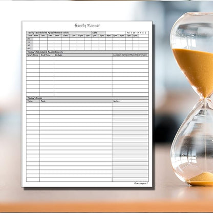 Life Charge Hourly Planner Notepad for Work, Daily Schedule with Time Blocking, Task List & Notes, 60 Pages, 8.5 x 11 Letter