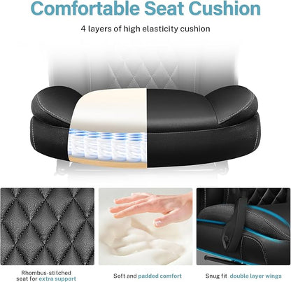 Executive Leather Office Chair, Big and Tall Office Chair with Footrest Home Office Desk Chairs, Ergonomic Computer Desk Chair with Lumbar Support, Reclining Desk Chair with Adjustable Angle