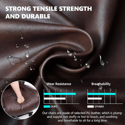 Big and Tall 500lbs Office Chair,Heavy Duty Large PU Leather Executive Desk Chair with Wide Seat, Adjustbale Ergonomic Lumbar Support High Back Rocking Computer Chair for Heavy People (Brown)