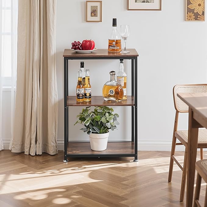 VECELO Tall End Side Table,30" Height Nightstand with 3-Tier Storage Shelf for Living Room Bedroom Office Hallway Study