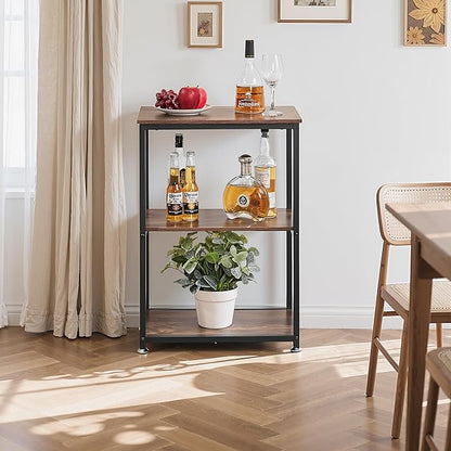 VECELO Tall End Side Table,30" Height Nightstand with 3-Tier Storage Shelf for Living Room Bedroom Office Hallway Study