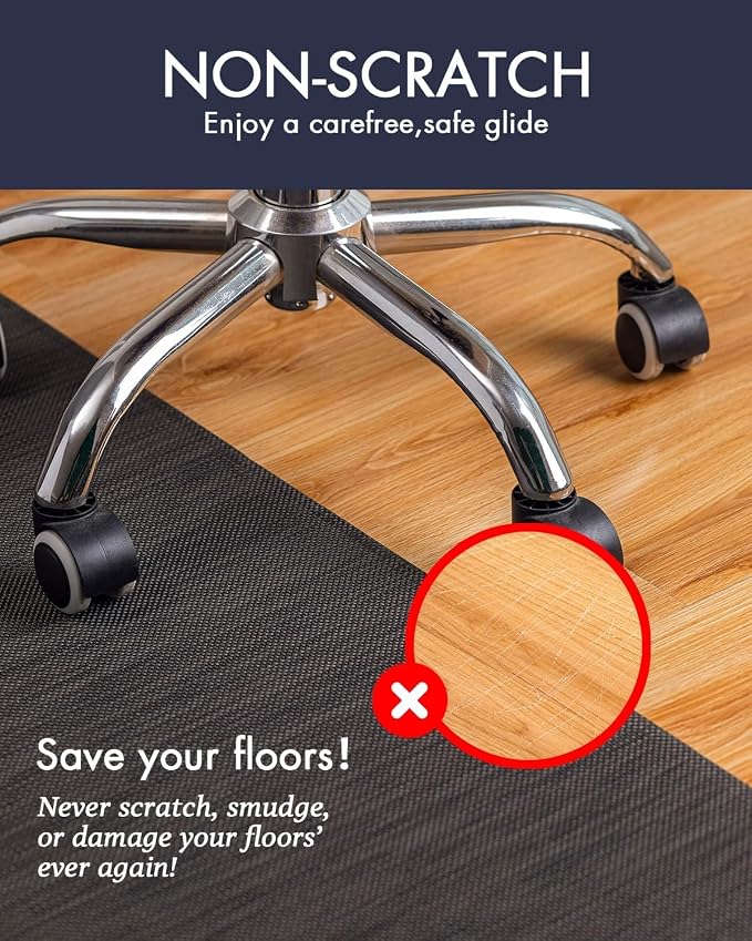 BARoyal Office Chair Mat for Hardwood Floor Under Desk Computer Rolling Chair Mat for Wood/Tile Floor Non-Slip Heavy Duty Desk Rug PVC Plastic Hard Floor Protector 46"x 72" (Espresso)